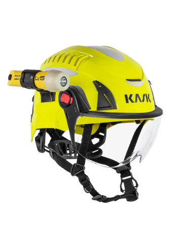 Casco de bomberos forestales y rescate KASK Quantum Cabrio con la linterna y el visor Zen Plus