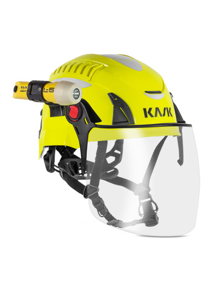 Casco de bomberos forestales y rescate KASK Quantum Cabrio con la linterna y el visor facial Zen FF Plus